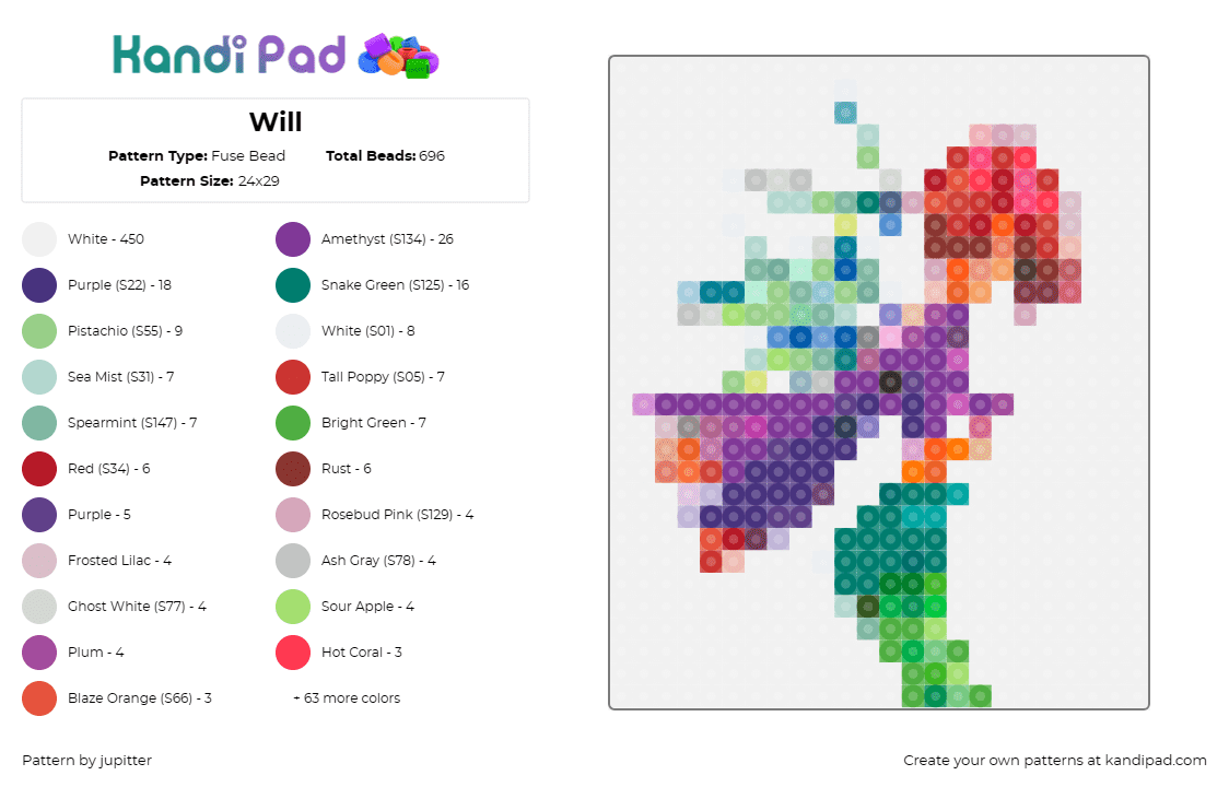 Will - Fuse Bead Pattern by jupitter on Kandi Pad - 