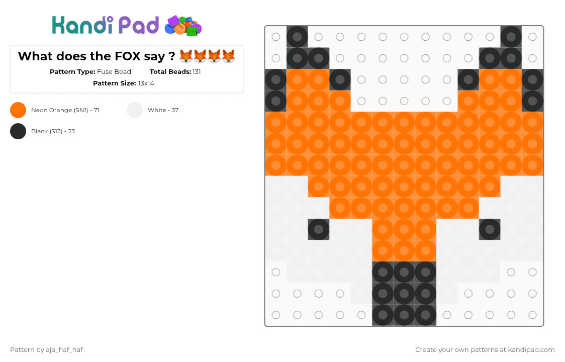 What does the FOX say ? 🦊🦊🦊🦊 Fuse Bead Pattern - Kandi Pad | Kandi ...
