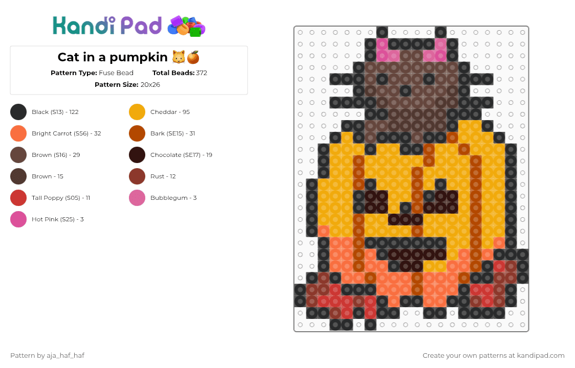 Cat in a pumpkin 🐱🍊 - Fuse Bead Pattern by aja_haf_haf on Kandi Pad - brown,orange,cotdvegetables