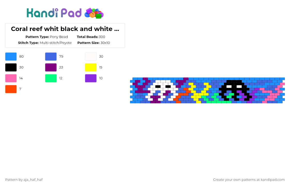 Coral reef whit black and white jelly fish 🪼🌊🪸 - Pony Bead Pattern by aja_haf_haf on Kandi Pad - pink,light blue,blue,cotdunderwaterworld