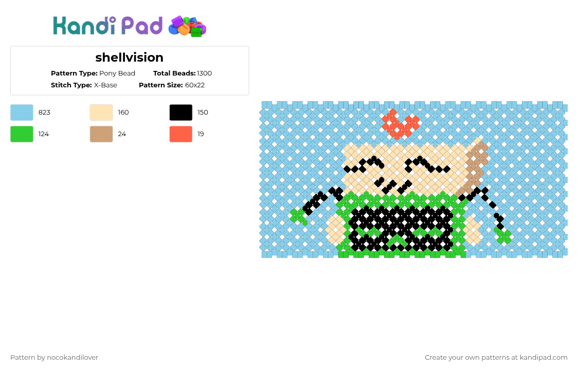shellvision - Pony Bead Pattern by nocokandilover on Kandi Pad - light blue