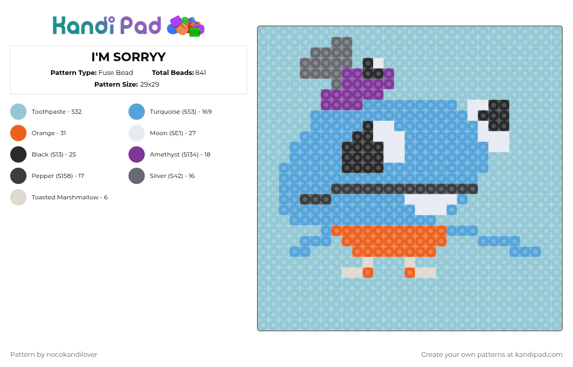 I\'M SORRYY - Fuse Bead Pattern by nocokandilover on Kandi Pad - light blue