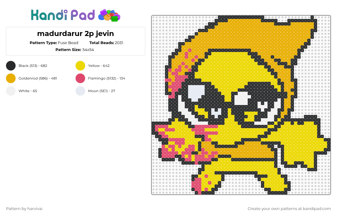 madurdarur 2p jevin - Fuse Bead Pattern by nocokandilover on Kandi Pad - orange, yellow