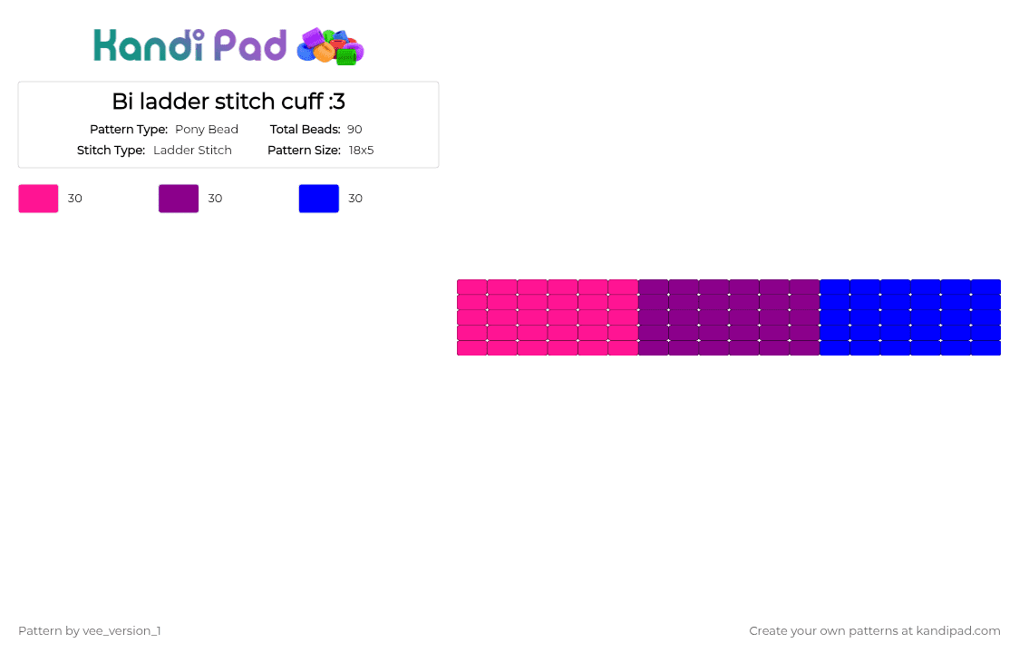 Bi ladder stitch cuff :3 - Pony Bead Pattern by vee_version_1 on Kandi Pad - pink,purple