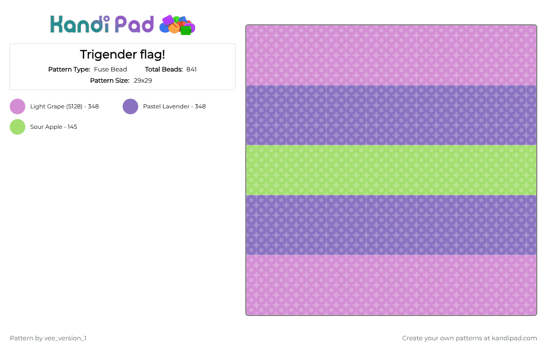 Trigender flag! - Fuse Bead Pattern by vee_version_1 on Kandi Pad - pink,blue