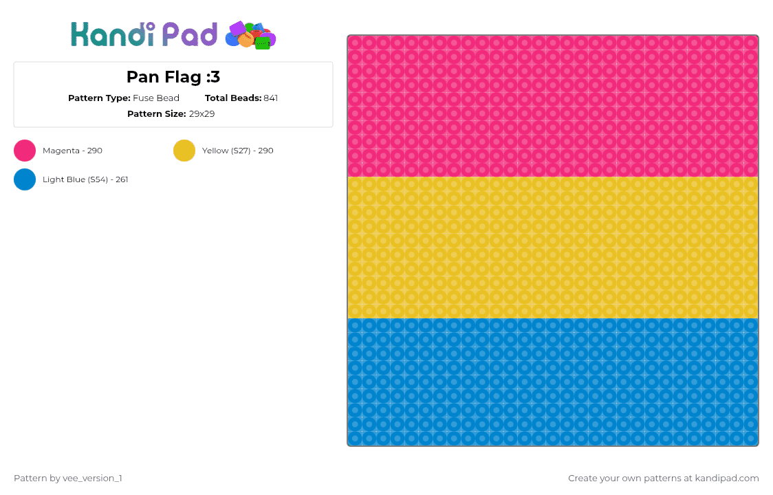 Pan Flag :3 - Fuse Bead Pattern by vee_version_1 on Kandi Pad - pink,yellow