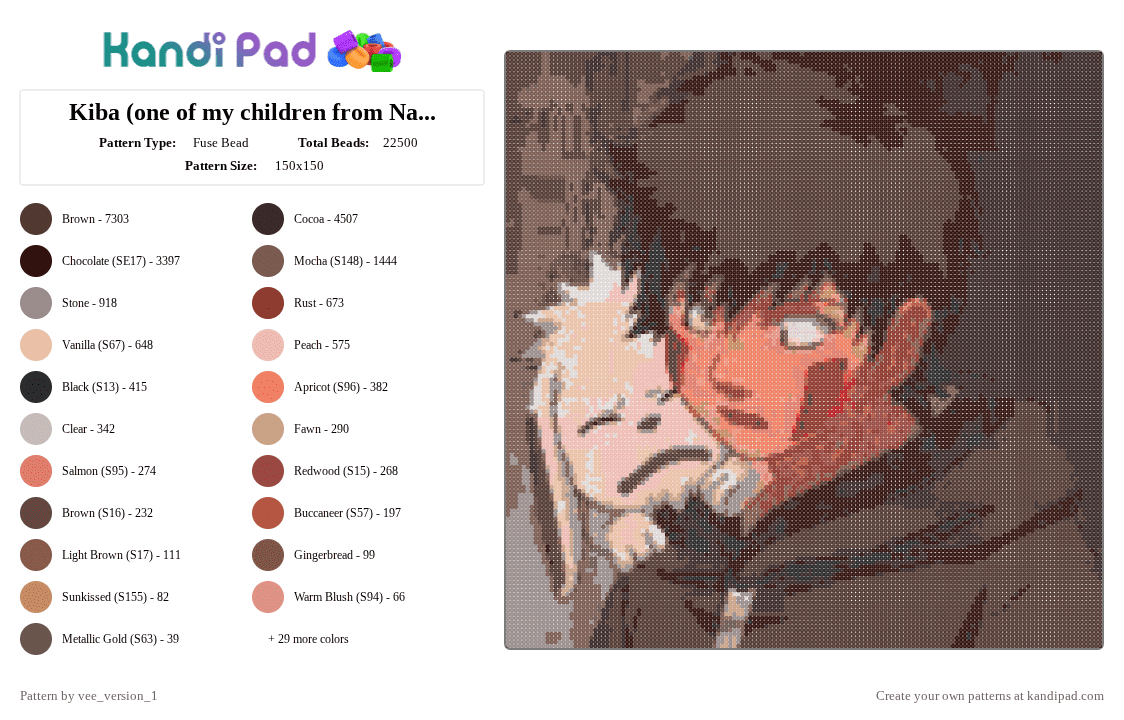 Kiba (one of my children from Naruto :3) - Fuse Bead Pattern by vee_version_1 on Kandi Pad - 