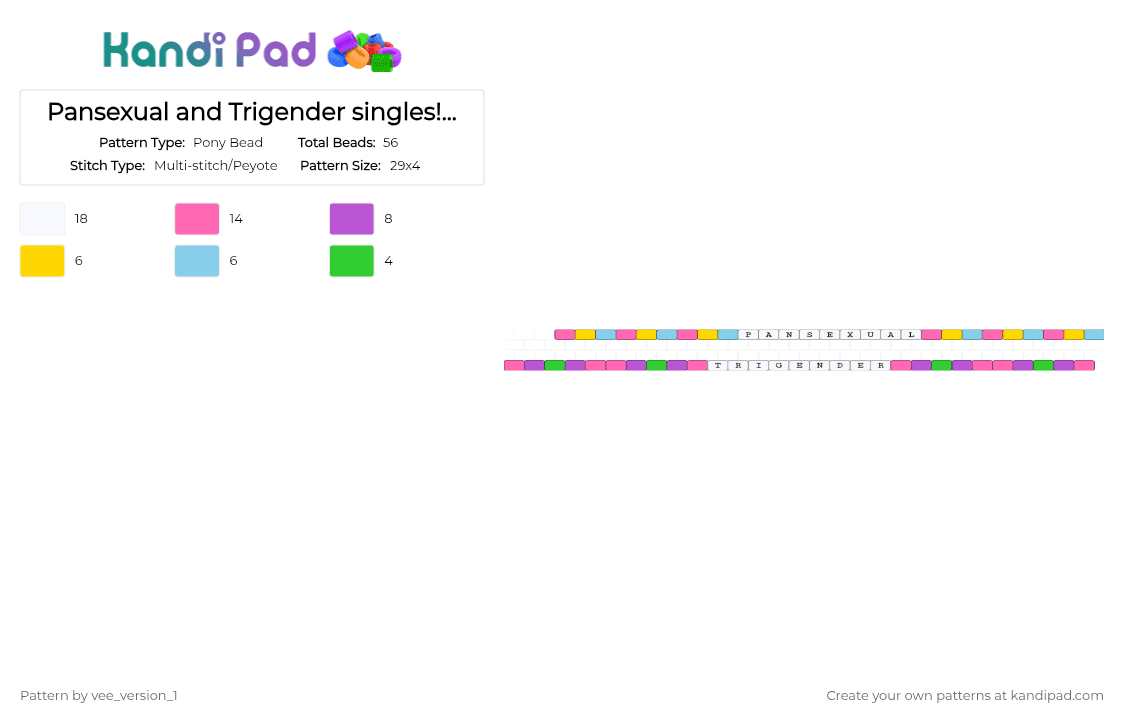 Pansexual and Trigender singles! (Me :3) - Pony Bead Pattern by vee_version_1 on Kandi Pad - pink