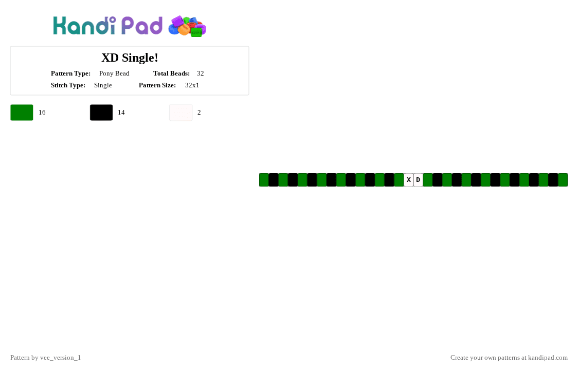 XD Single! - Pony Bead Pattern by vee_version_1 on Kandi Pad - green