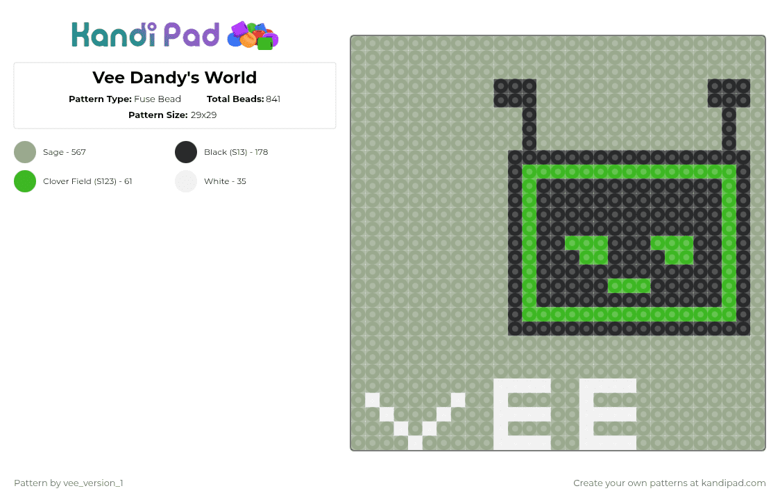 Vee Dandy\'s World - Fuse Bead Pattern by vee_version_1 on Kandi Pad - gray
