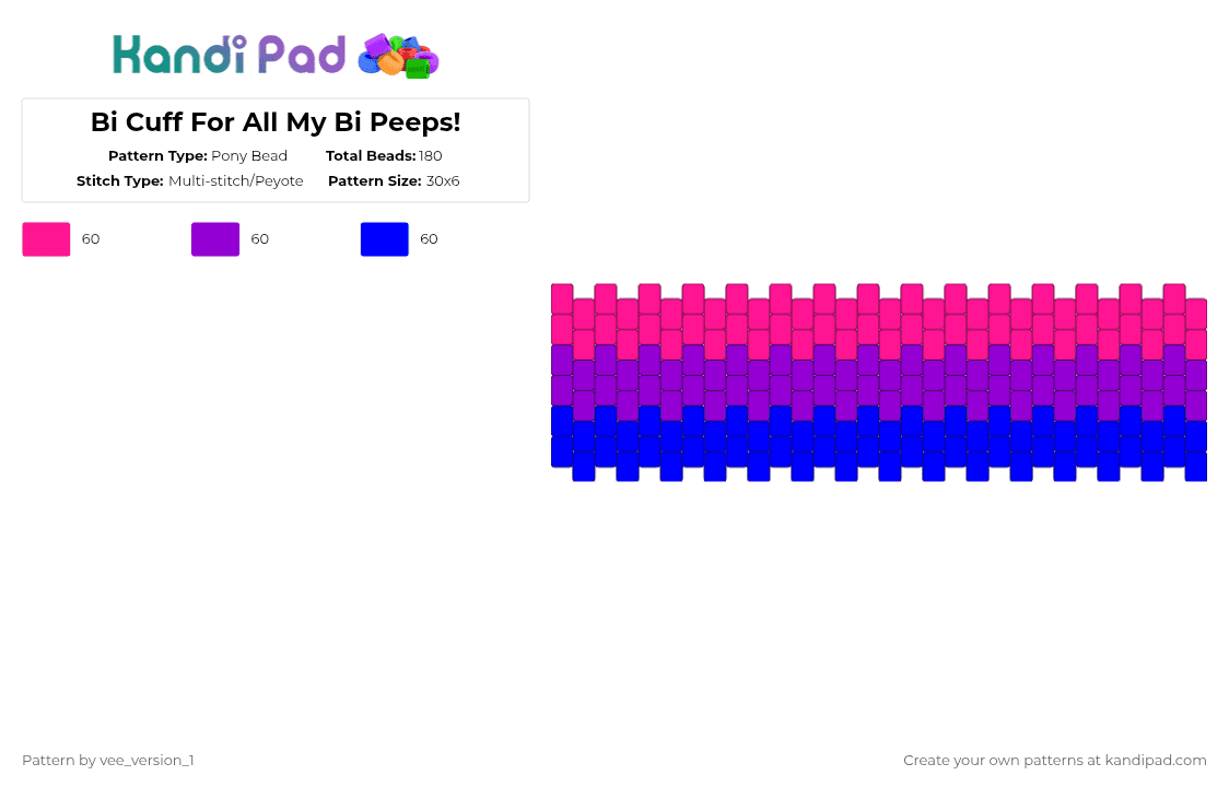 Bi Cuff For All My Bi Peeps! - Pony Bead Pattern by vee_version_1 on Kandi Pad - pink,purple