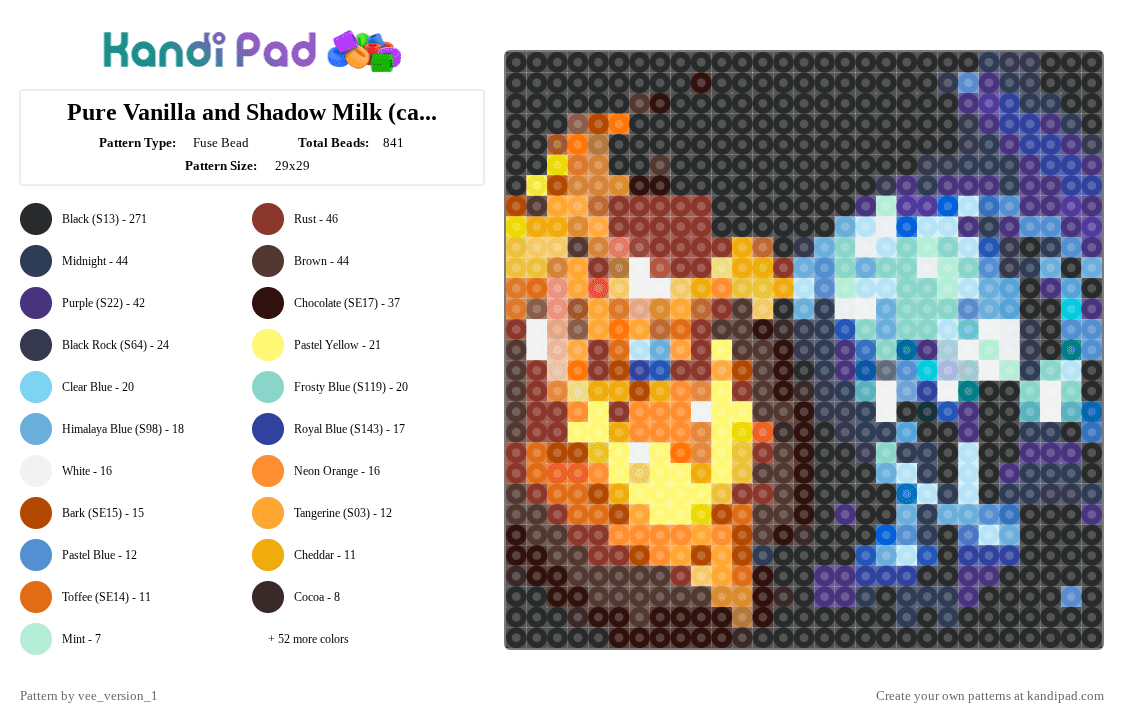 Pure Vanilla and Shadow Milk (can count as shadowvanilla :3) - Fuse Bead Pattern by vee_version_1 on Kandi Pad - purple,brown,orange,yellow,colorful