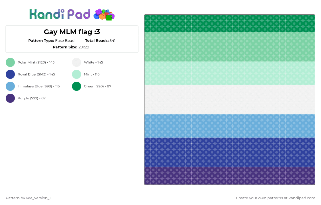 Gay MLM flag :3 - Fuse Bead Pattern by vee_version_1 on Kandi Pad - light blue,purple