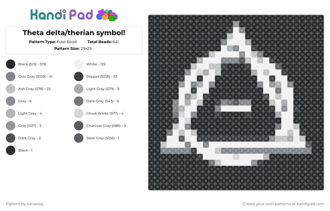 Theta delta/therian symbol! - Fuse Bead Pattern by spark-da-shark on Kandi Pad - black,gray,beige,therian,theta delta