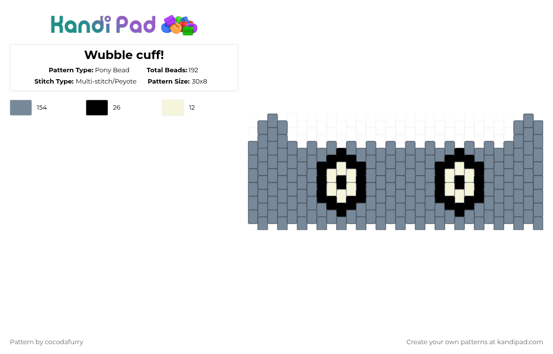 Whubble cuff! - Pony Bead Pattern by spark-da-shark on Kandi Pad - gray,thecontestofdoom