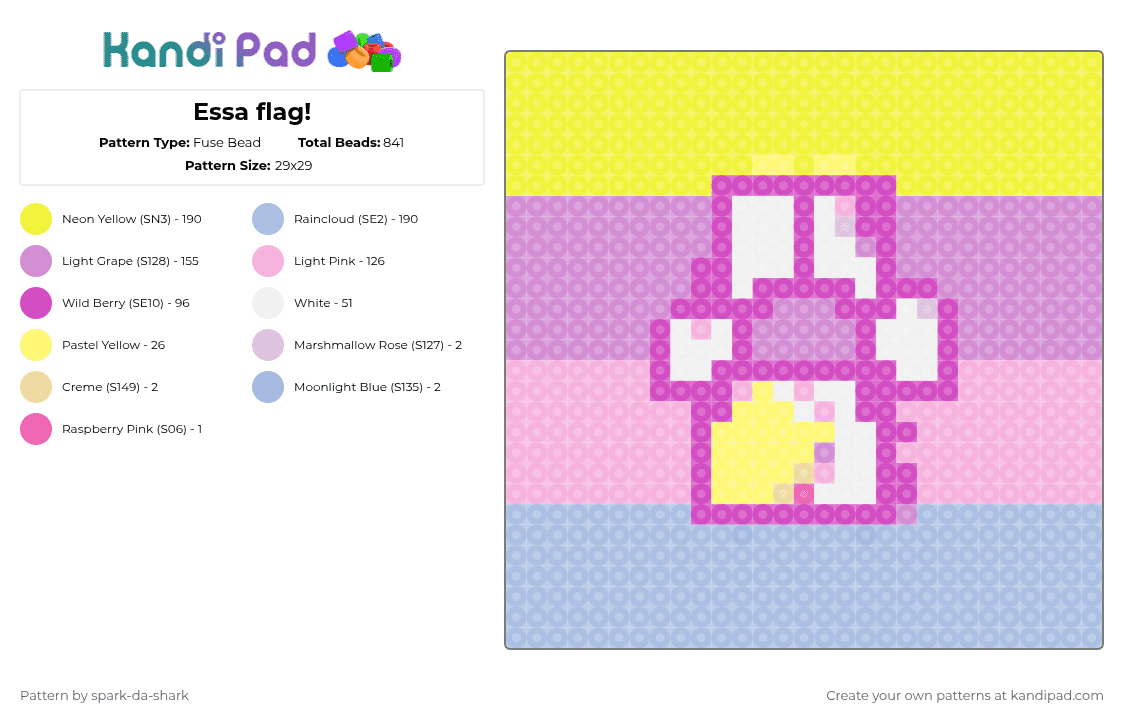 Essa flag! - Fuse Bead Pattern by spark-da-shark on Kandi Pad - yellow,pink,light blue,essa