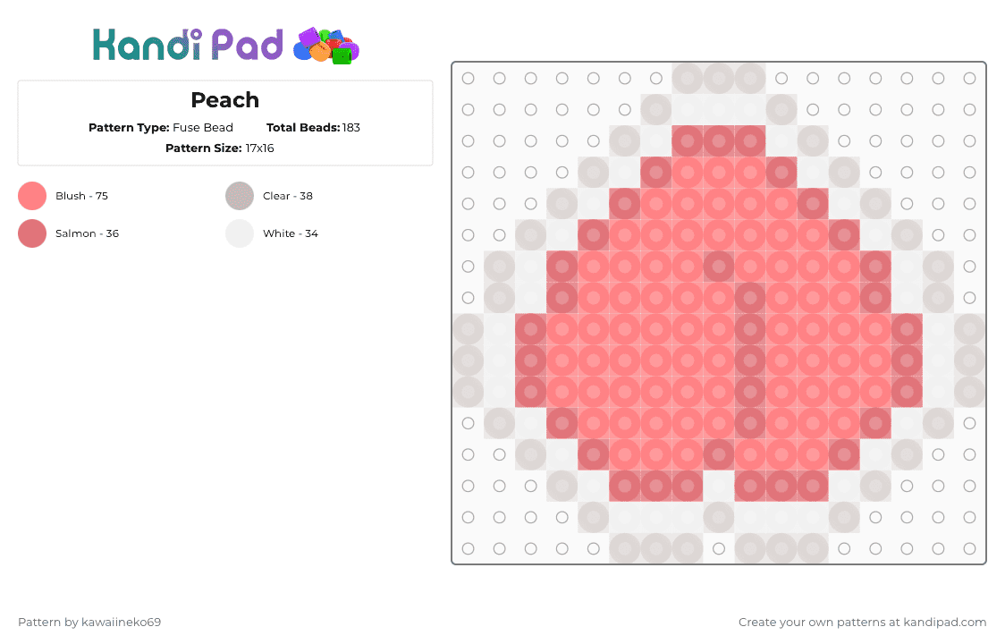 Peach - Fuse Bead Pattern by kawaiineko69 on Kandi Pad - red