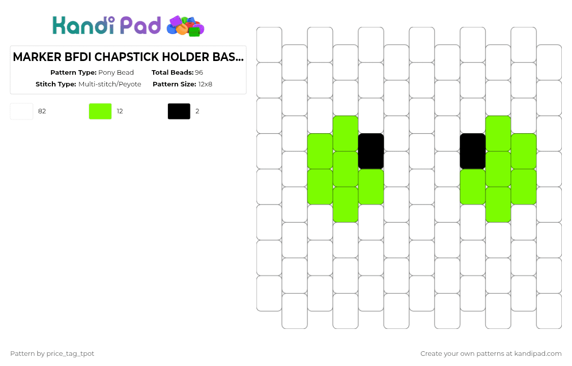 MARKER BFDI CHAPSTICK HOLDER BASE!!! - Pony Bead Pattern by price_tag_tpot on Kandi Pad - white,bfdi,marker,chapstick