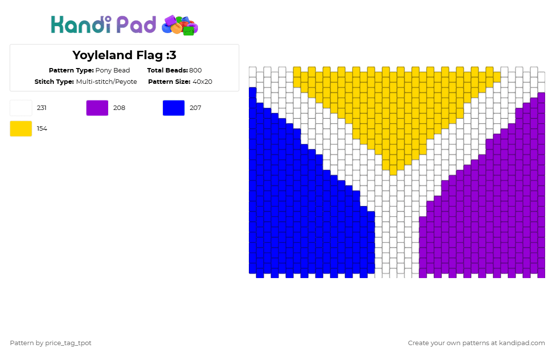 Yoyleland Flag :3 - Pony Bead Pattern by price_tag_tpot on Kandi Pad - purple,yellow