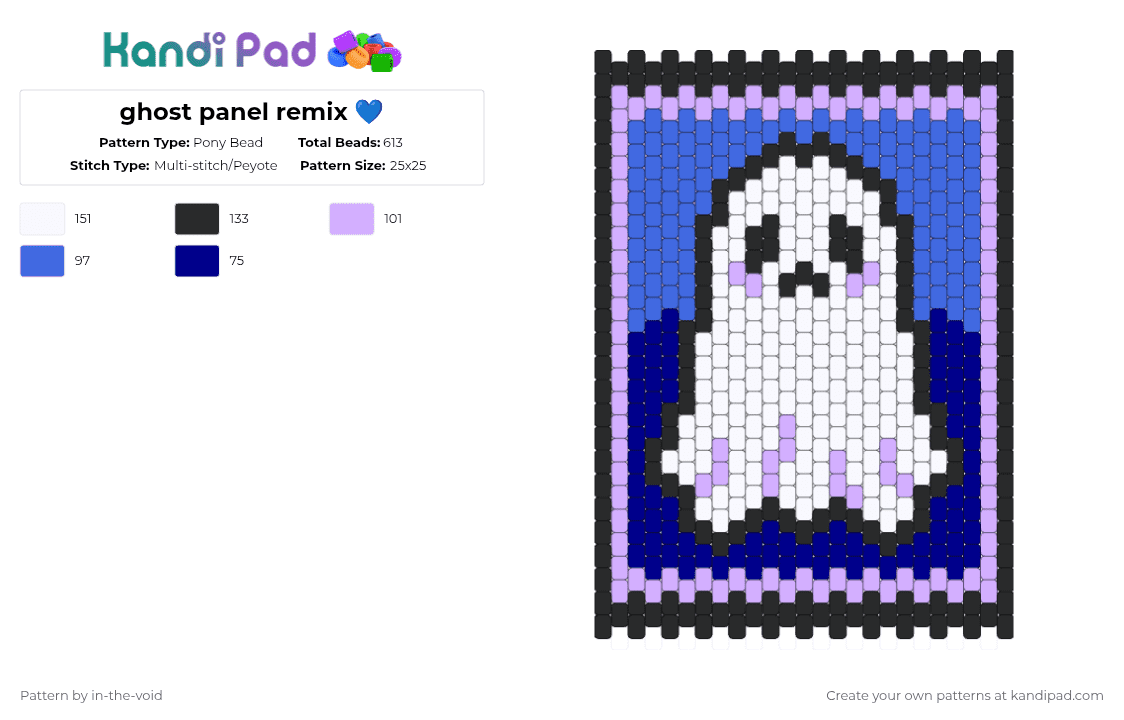 ghost panel remix 💙 - Pony Bead Pattern by in-the-void on Kandi Pad - blue,pink,ghost,panel,halloween,cute,remix