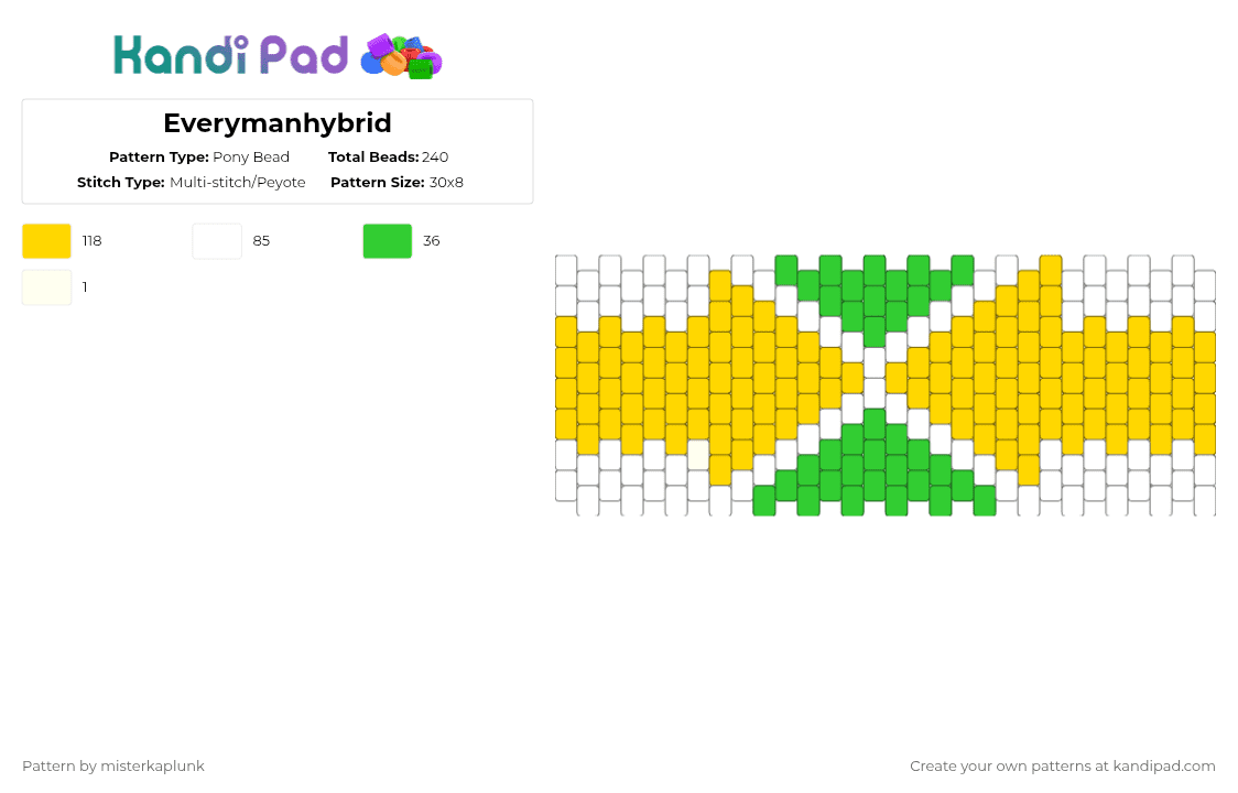 Everymanhybrid - Pony Bead Pattern by misterkaplunk on Kandi Pad - yellow,emh,everymanhybrid,slenderverse,creepypasta,youtube series,my pattern