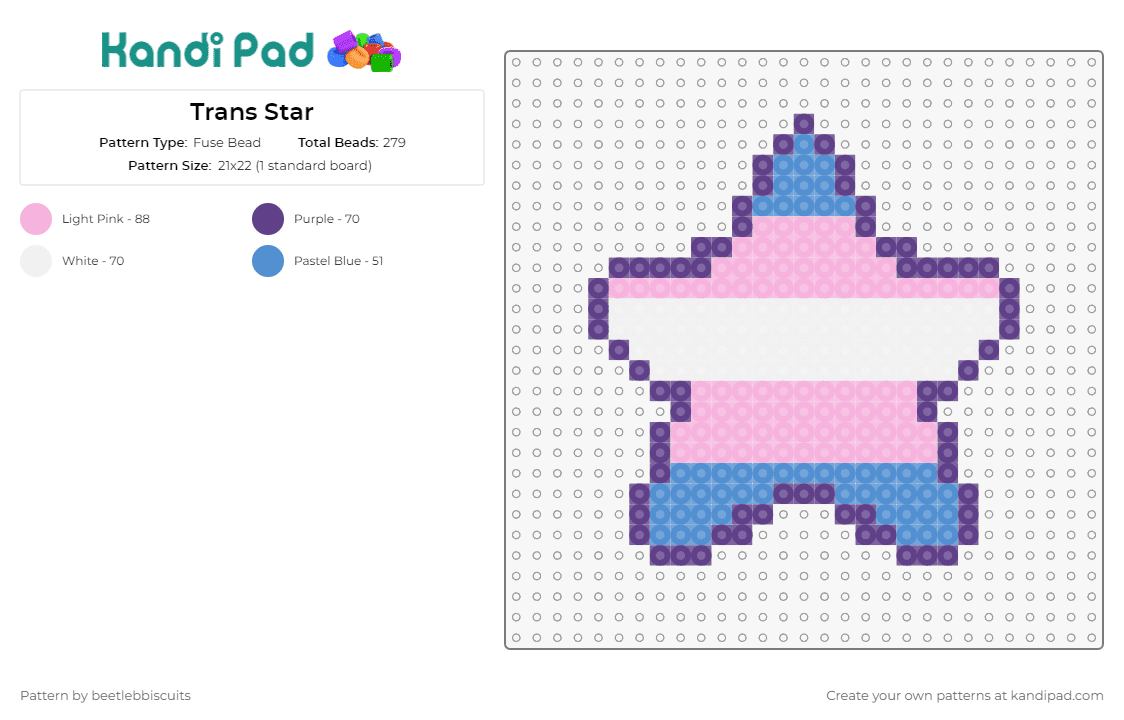 Trans Star - Fuse Bead Pattern by beetlebbiscuits on Kandi Pad - star,transsexual,pride,inclusivity,emblem,support,solidarity,transgender community,beautiful,colors
