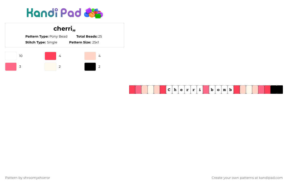 cherri,, - Pony Bead Pattern by shroomyxhorror on Kandi Pad - red,beige