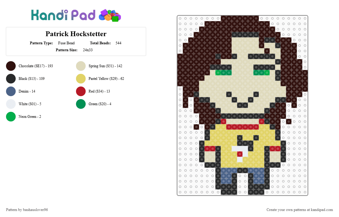 Patrick Hockstetter - Fuse Bead Pattern by bauhauslover96 on Kandi Pad - beige, brown