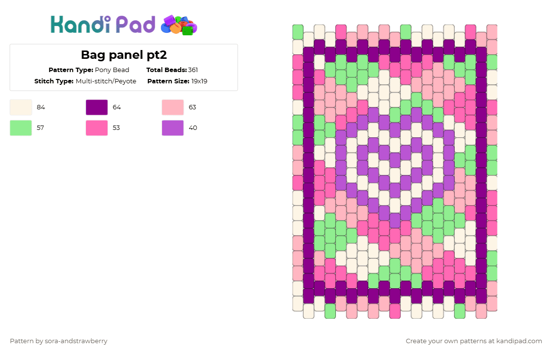Bag panel pt2 - Pony Bead Pattern by sora-andstrawberry on Kandi Pad - pink