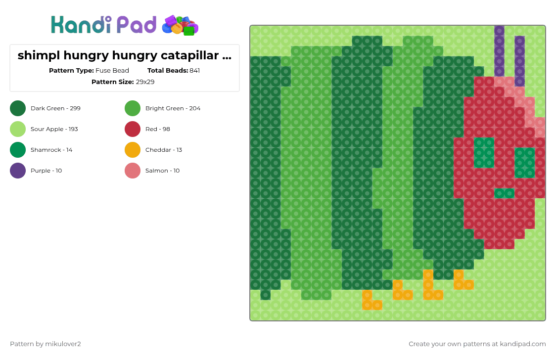 shimpl hungry hungry catapillar poster - Fuse Bead Pattern by mikulover2 on Kandi Pad - cotdbookstores, green