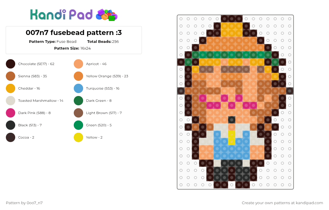007n7 fusebead pattern :3 - Fuse Bead Pattern by 0oo7_n7 on Kandi Pad - brown,orange,tan,007n7,forsaken,fusebead,cute,small,kawaii,7n7,007