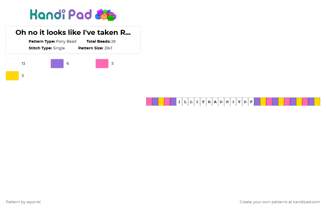 Oh no it looks like I\'ve taken Ragatha, and dropped her in the deep fryer - Pony Bead Pattern by squirrel on Kandi Pad - purple
