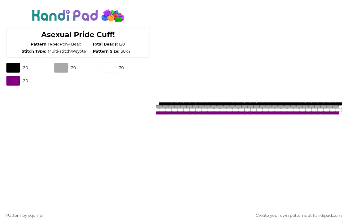 Asexual Pride Cuff! - Pony Bead Pattern by squirrel on Kandi Pad - beige,pink