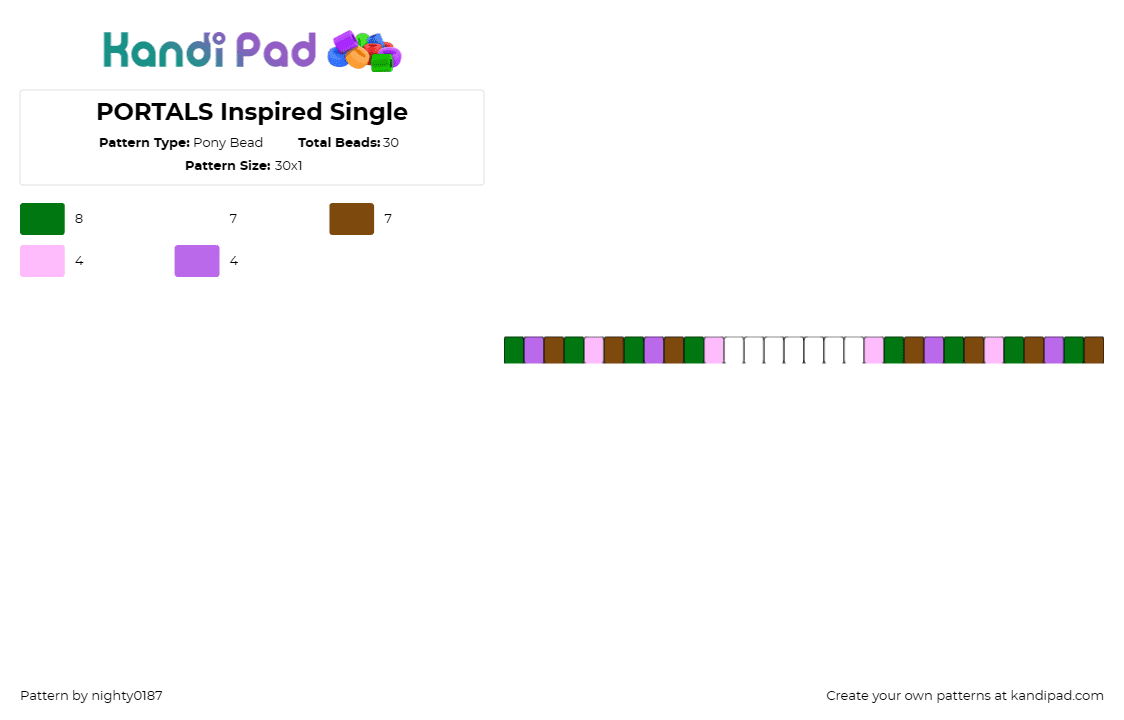 PORTALS Inspired Single - Pony Bead Pattern by nighty0187 on Kandi Pad - melanie martinez,music,singles,bracelet,cuff,stripped