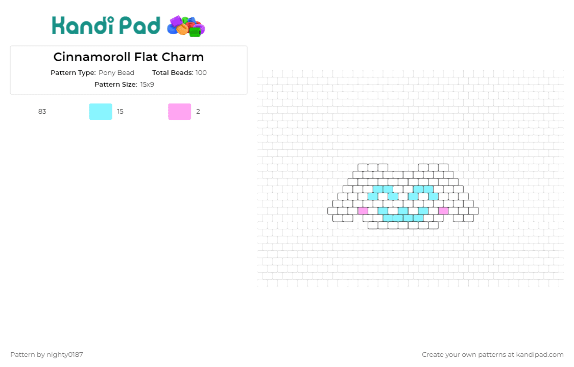 Cinnamoroll Flat Charm - Pony Bead Pattern by nighty0187 on Kandi Pad - sanrio,cinnamoroll,charm