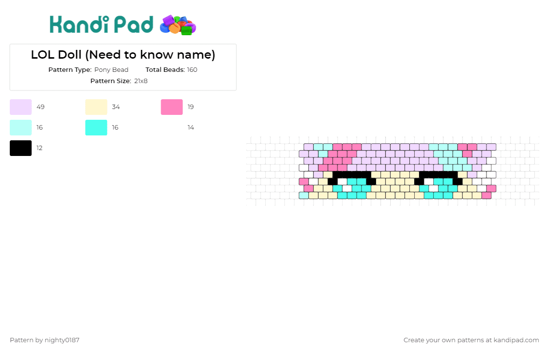 LOL Doll (Need to know name) - Pony Bead Pattern by nighty0187 on Kandi Pad - lol surprise,cuff