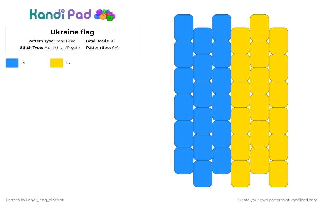 Ukraine flag - Pony Bead Pattern by kandi_king_pintrest on Kandi Pad - light blue,yellow