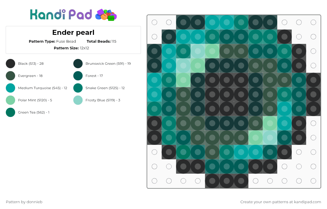 Ender pearl - Fuse Bead Pattern by donnieb on Kandi Pad - teal,gray,minecraft,ender,ender pearl