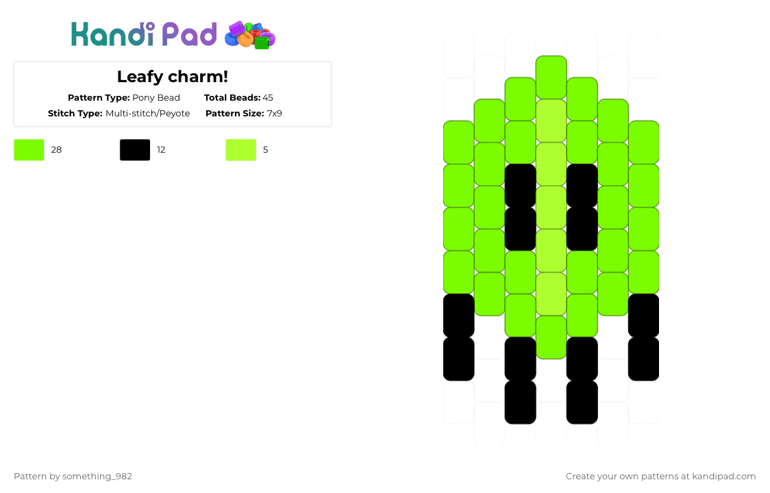 Leafy charm! - Pony Bead Pattern by something_982 on Kandi Pad - green,black,bfdi,leafy,charm