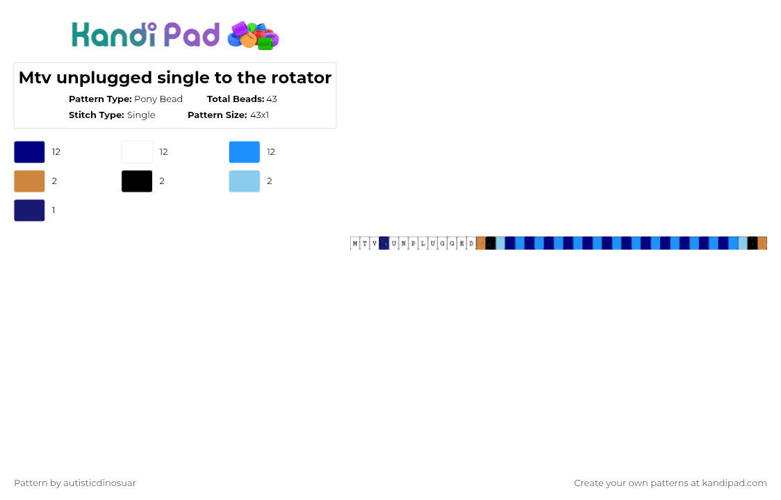 Mtv unplugged single to the rotator - Pony Bead Pattern by autisticdinosuar on Kandi Pad - purple,light blue