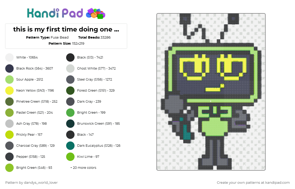this is my first time doing one of these so let me know what i need to work on! - Fuse Bead Pattern by dandys_world_lover on Kandi Pad - white,gray,purple,green,colorful