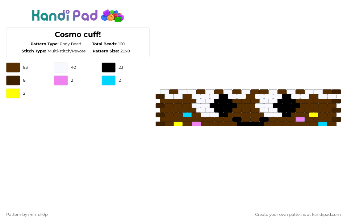 Cosmo cuff! - Pony Bead Pattern by r4in_dr0p on Kandi Pad - brown