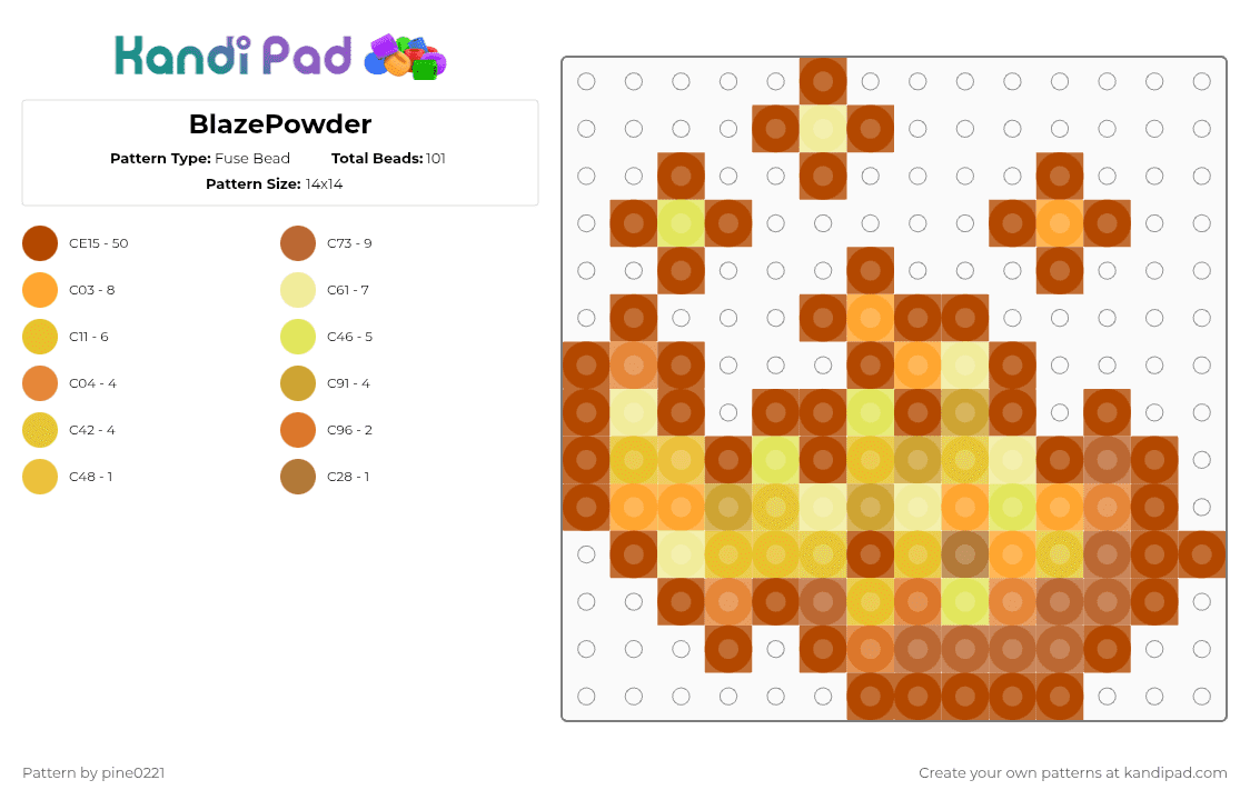 BlazePowder - Fuse Bead Pattern by pine0221 on Kandi Pad - red,blazepowder,minecraft