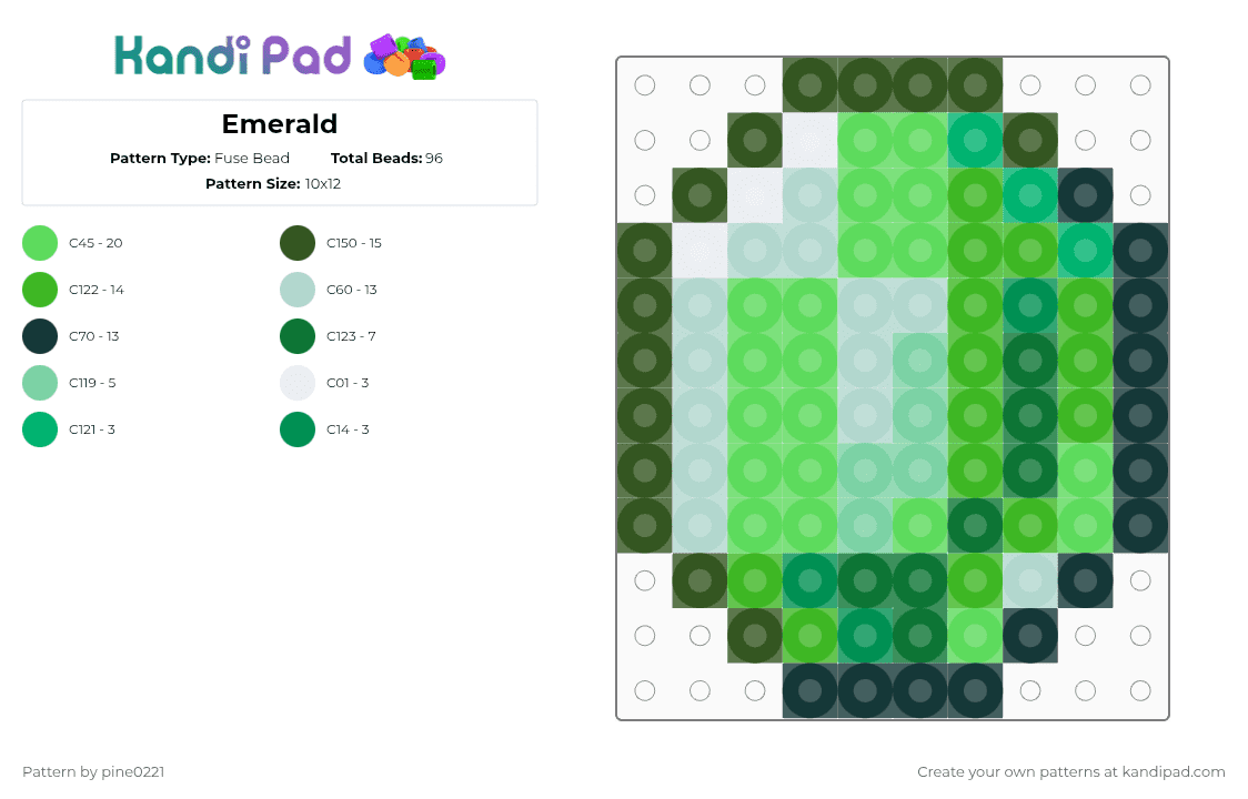 Emerald - Fuse Bead Pattern by pine0221 on Kandi Pad - teal,green,minecraft,emerald