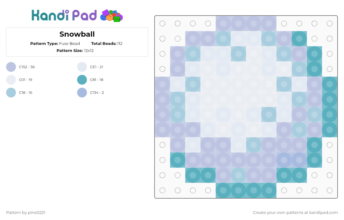 Snowball - Fuse Bead Pattern by pine0221 on Kandi Pad - pink,snow,minecraft