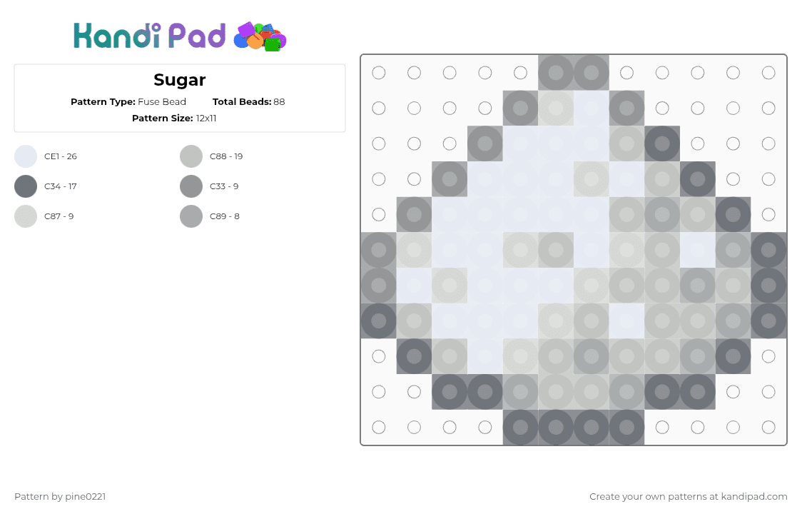 Sugar - Fuse Bead Pattern by pine0221 on Kandi Pad - gray,beige,sugar,minecraft