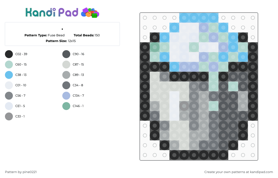 . - Fuse Bead Pattern by pine0221 on Kandi Pad - minecraft,gaming,video game,light blue,gray