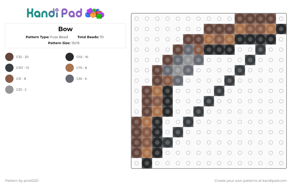 Bow - Fuse Bead Pattern by pine0221 on Kandi Pad - brown,tan,bow,minecraft