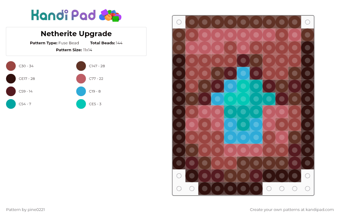 Netherite Upgrade Fuse Bead Pattern - Kandi Pad | Kandi Patterns, Fuse ...
