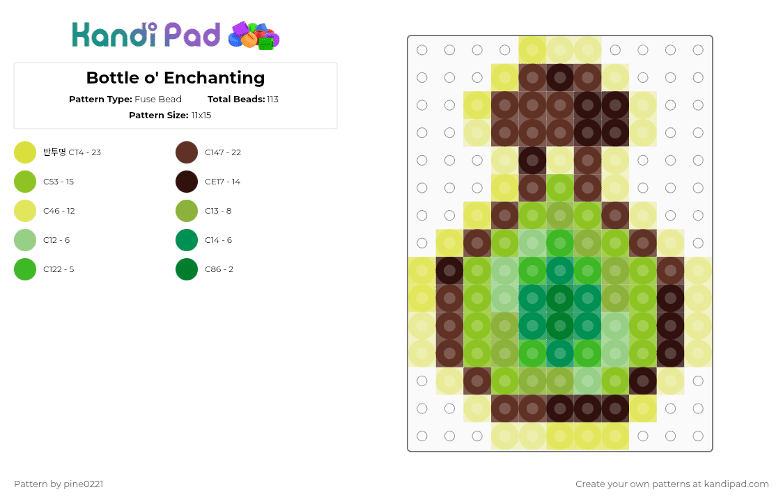 Bottle o\' Enchanting - Fuse Bead Pattern by pine0221 on Kandi Pad - yellow,brown,green,bottle o enchanting,minecraft